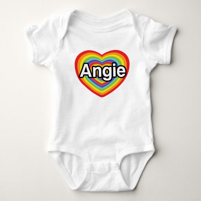 Jag älskar Angie, regnbågehjärta T-shirt (Framsida)