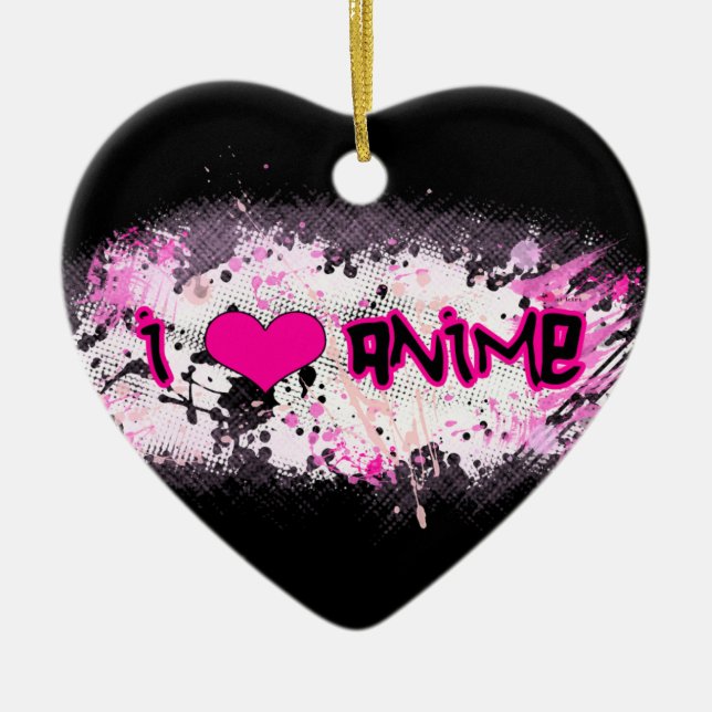 Jag älskar Animeprydnaden Julgransprydnad Keramik (Framsidan)