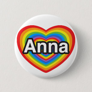 Jag älskar Anna. Jag älskar dig Anna. Hjärta Knapp