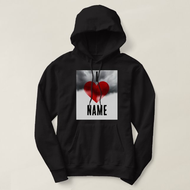 Jag älskar anpassat namn hoodie (Design framsida)