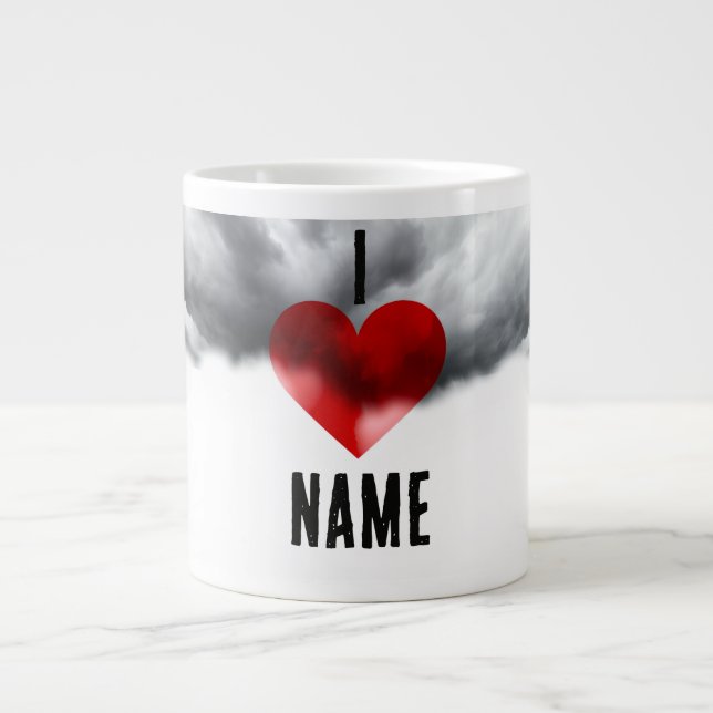 Jag älskar anpassat namn jumbo mugg (Framsidan)