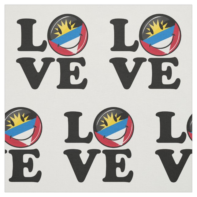 Jag älskar Antigua och Barbuda som ler flagga Tyg (Provkarta)