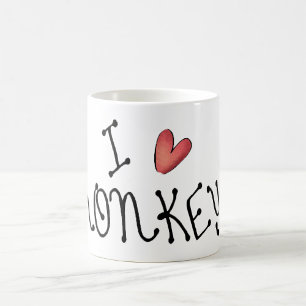 Jag älskar apor söt handskriven typografi kaffemugg