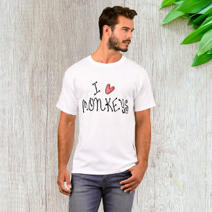 Jag älskar apor Söt handskriven typografi T Shirt