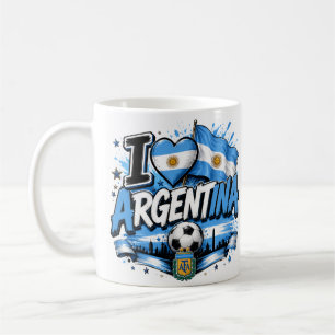 Jag älskar Argentina fotbollsdesign Argentina Kaffemugg