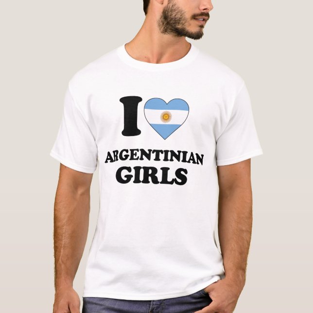Jag älskar argentinska tjejer t shirt (Framsida)