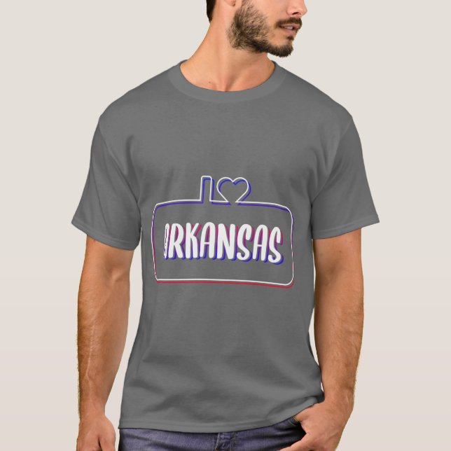 Jag älskar Arkansas färgglada text T Shirt (Framsida)