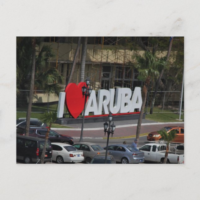 "Jag älskar Aruba" skylt, Fotografi, Vykort (Framsida)
