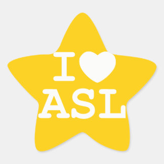 Jag älskar ASL (färg) Stjärnformat Klistermärke