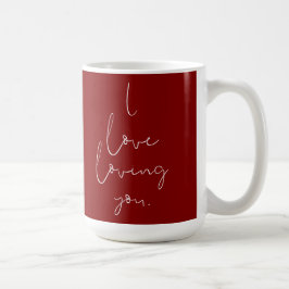 "Jag älskar att älska dig" Handskriven Vit på Röd Kaffemugg