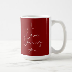 "Jag älskar att älska dig" Handskriven Vit på Röd Kaffemugg