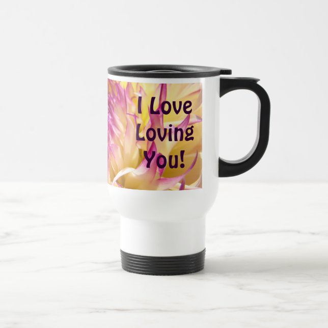 Jag älskar att älska dig! Kaffe resemugg Dahlia bl (Höger)