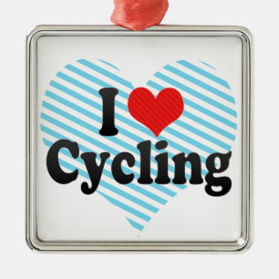 Jag älskar att cykla julgransprydnad metall