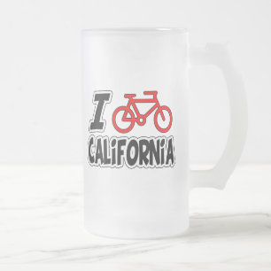 Jag älskar att cykla Kalifornien Frostat Ölglas