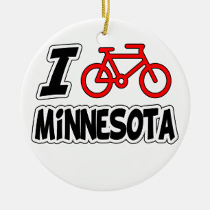Jag älskar att cykla Minnesota Julgransprydnad Keramik