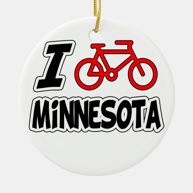 Jag älskar att cykla Minnesota Julgransprydnad Keramik (Framsidan)