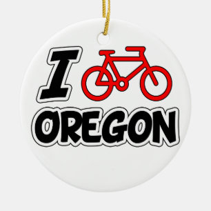 Jag älskar att cykla Oregon Julgransprydnad Keramik