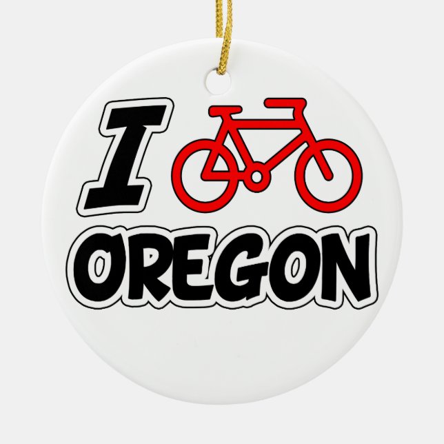 Jag älskar att cykla Oregon Julgransprydnad Keramik (Framsidan)