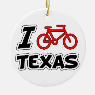 Jag älskar att cykla Texas Julgransprydnad Keramik