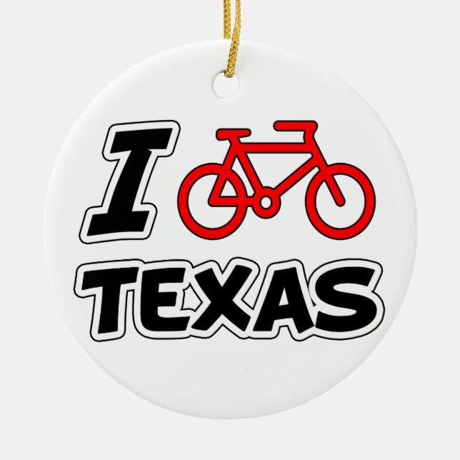 Jag älskar att cykla Texas Julgransprydnad Keramik (Framsidan)