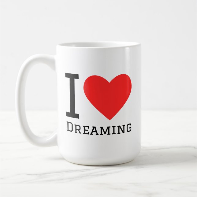 Jag älskar att drömma fyrkantig dekal kaffemugg (Vänster)