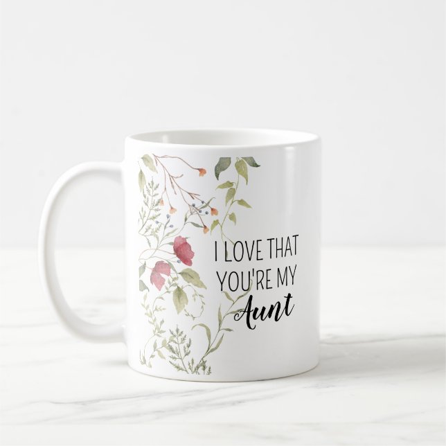 Jag älskar att du är min faster Blommig gåva Kaffemugg (Vänster)