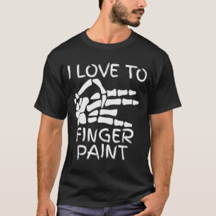 Jag älskar att finger måla jag målar skelett hände t shirt