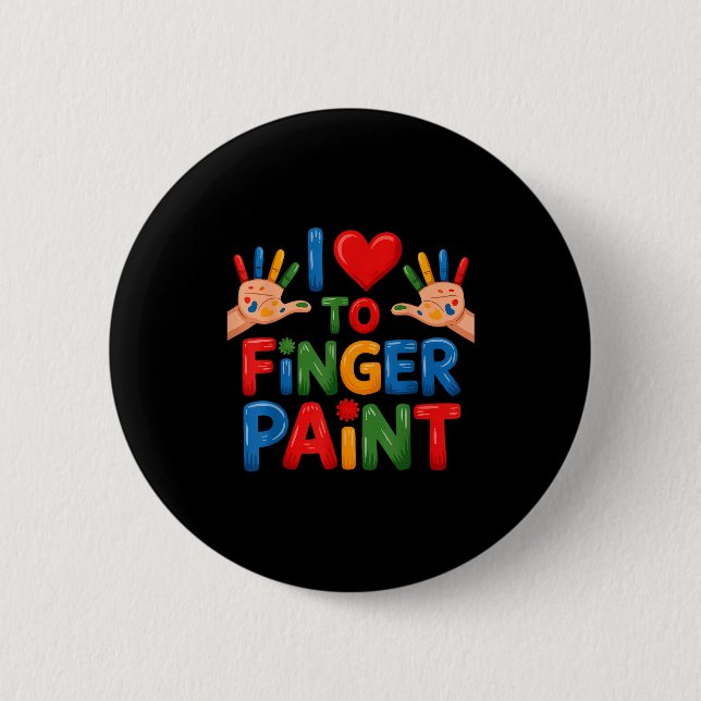 Jag älskar att finger måla par konstlärare finger  knapp (Framsida)