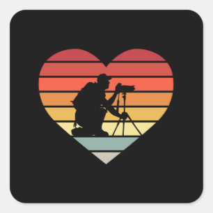 Jag älskar att fotografera Vintage Heart Fyrkantigt Klistermärke