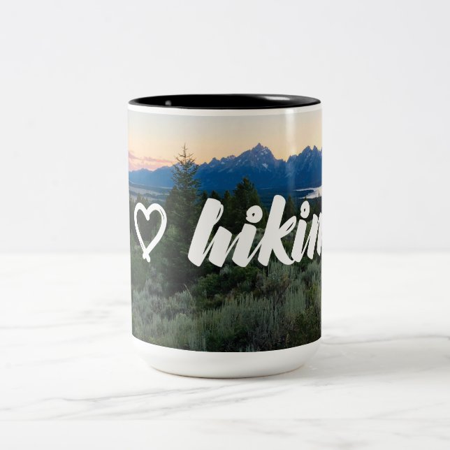 Jag älskar att fotvandra kaffemuggen Två-Tonad mugg (Center)