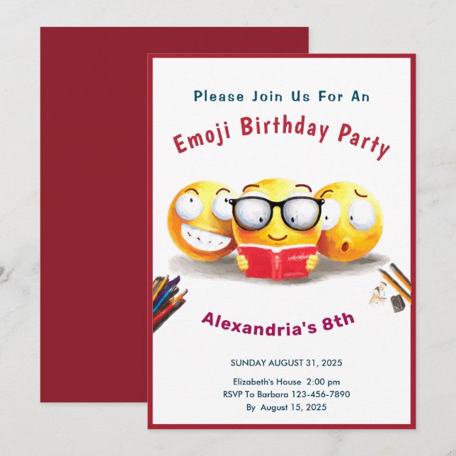 Jag älskar att läsa böcker Läsare Inbjudningar (Fram/baksida)