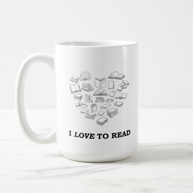 Jag älskar att läsa kaffemugg (Vänster)