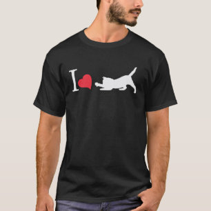 Jag älskar att leka katt med hjärta kattägare katt t shirt