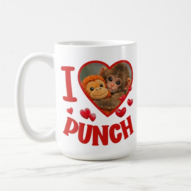 Jag älskar att slå söt liten apslå söt liten apa, kaffemugg (Vänster)