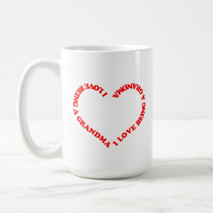 Jag älskar att vara en mormor röd hjärta design fö kaffemugg