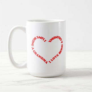 Jag älskar att vara en mormor röd hjärta design fö kaffemugg