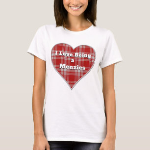 Jag älskar att vara ett Menzies klan rött tartanru T Shirt