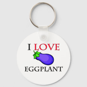 Jag älskar aubergine nyckelring