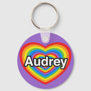Jag älskar Audrey. Jag älskar dig Audrey. Hjärt Nyckelring