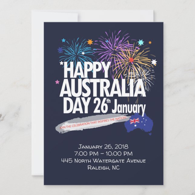 "JAG ÄLSKAR AUSTRALIEN" Australiens dag 26 januari Inbjudningar (Framsida)