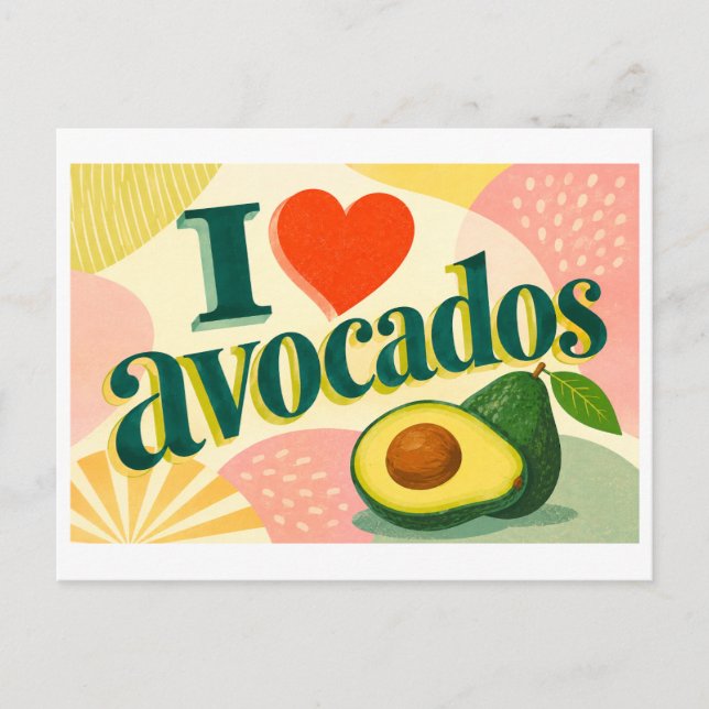 "Jag [älskar] Avocado" Vykort (Framsida)