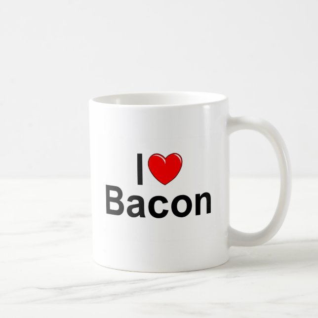 Jag älskar bacon (för hjärta) kaffemugg (Höger)