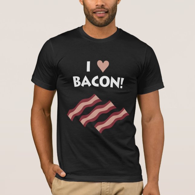 Jag älskar bacon - mörk utslagsplats tee shirt (Framsida)