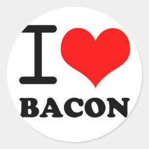Jag älskar bacon runt klistermärke