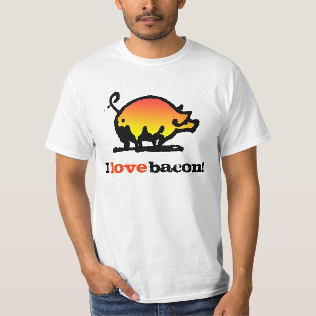 Jag älskar bacon! tee shirt (Framsida)