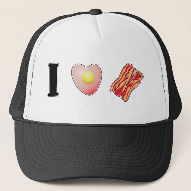Jag älskar bacon! truckerkeps (Framsida)