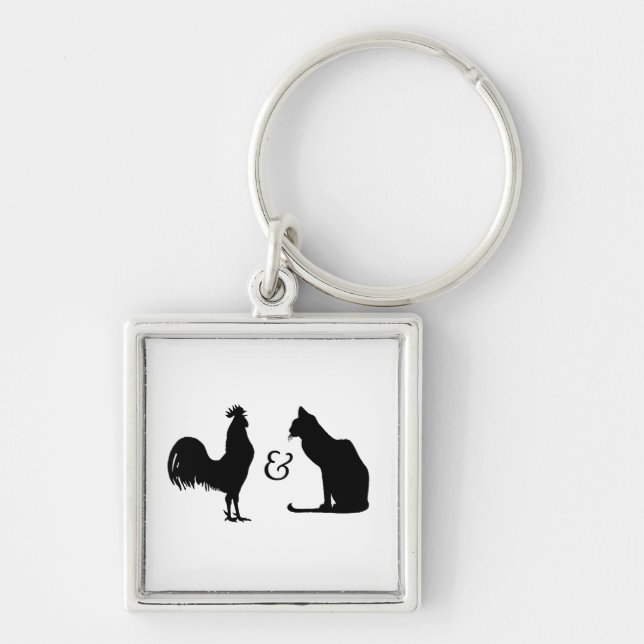 Jag älskar båda fyrkantig silverfärgad nyckelring (Framsidan)