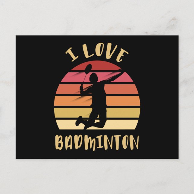 Jag älskar badminton jump smash vykort (Framsida)