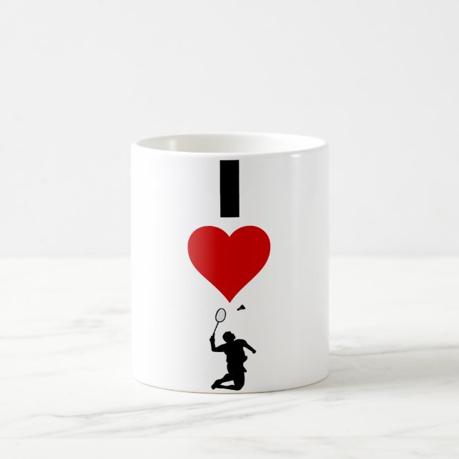 Jag älskar Badminton (lodrät) Kaffemugg (Center)