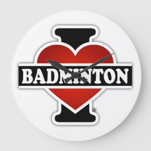 Jag älskar Badminton Stor Klocka